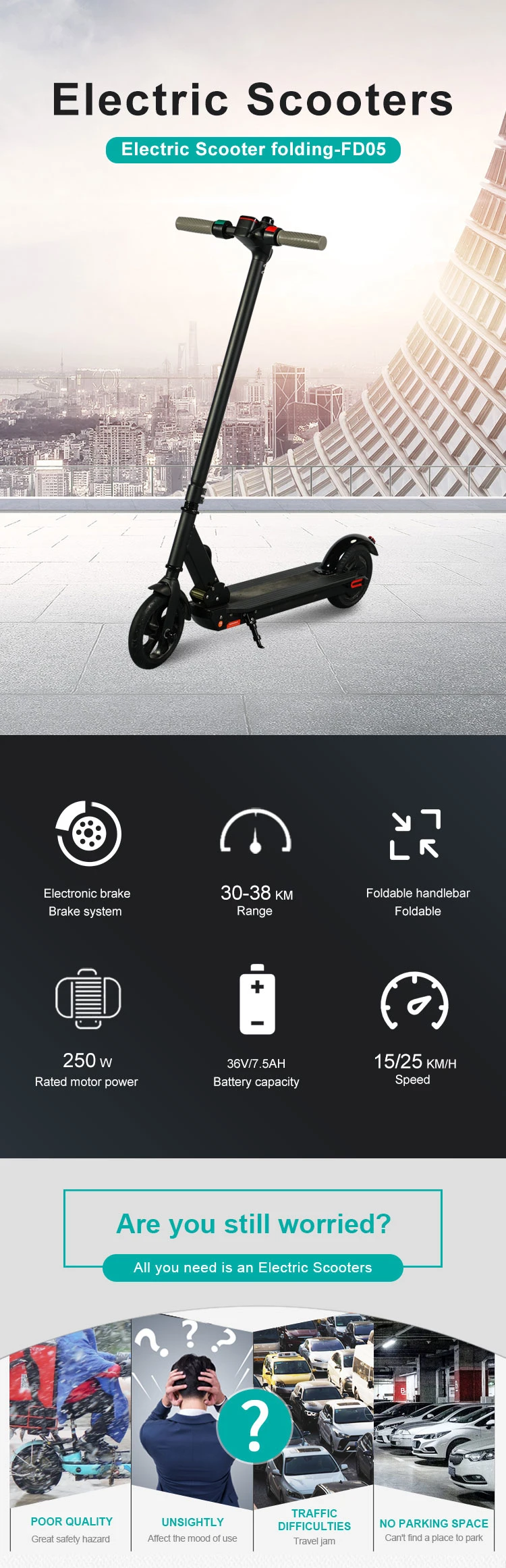 Small Size CE EU Warehouse Light Weight Electric Scooter Foldable Electric Mobility Scooter